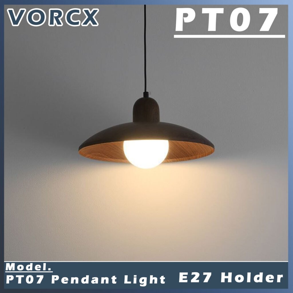 PT07 30cm / Bowl / Walnut E27 Pendant Light