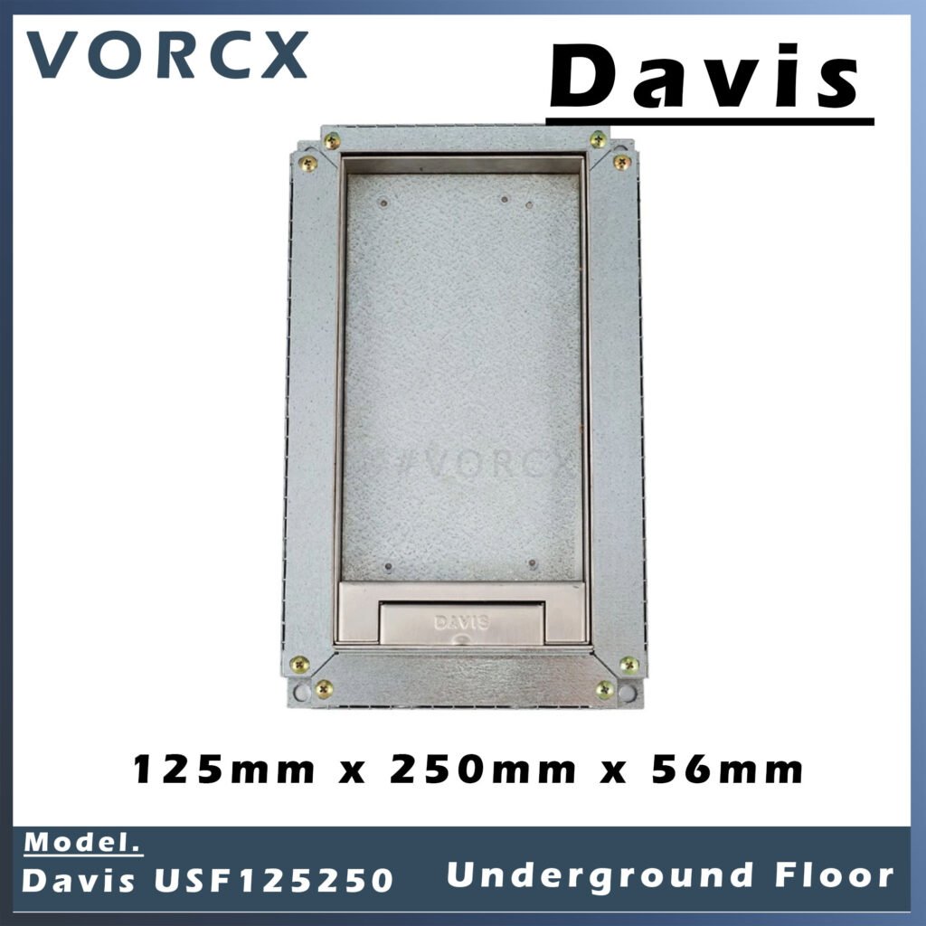 Davis Underground Floor Service Outlet Box 125mm x 250mm x 56mm (9mm Tile)