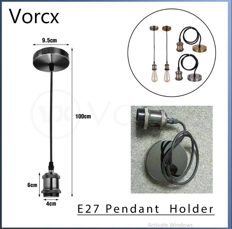 HA CS5169 E27 LED Pendant Lamp Holder 100cm Black ( Suitable for ST64 Bulb )