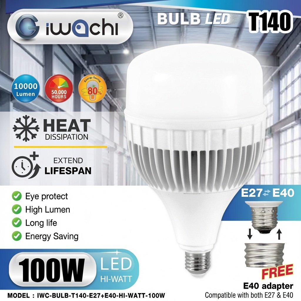 Iwachi T140 80W|100W High Bay Bulb with E40 Adapter