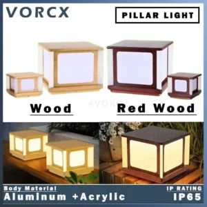 LH N9096 Wood & Red wood Pillar Light E27 Fitting Holder IP65