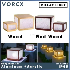 LH N9093 Wood & Red wood Pillar Light E27 Fitting Holder IP65