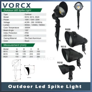 C- 9510 10W /9515 15W /9520 20W Outdoor LED Spike Light 3000k