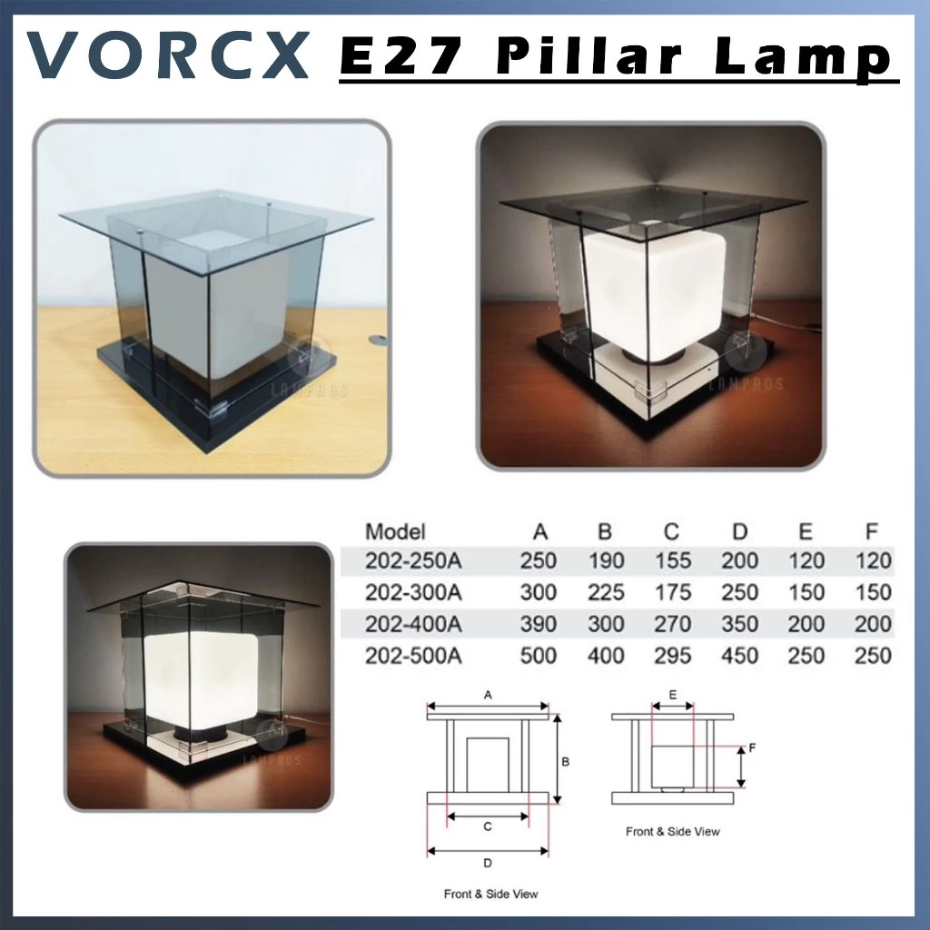 C-202 E27 Pillar Lamp 10" 12" 14" 16"