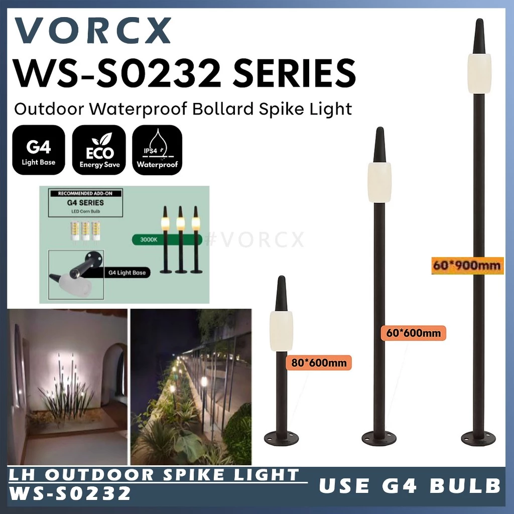 LH WS-S0232 Outdoor Waterproof Bollard Spike Light (USE G4 BULB)