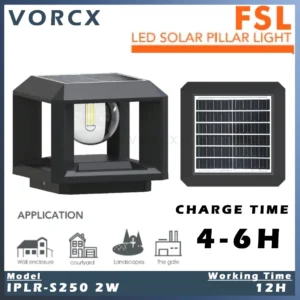 FSL 2w SQ SOLAR FILAMENT PILLAR LIGHT 250mm 2700K IP65