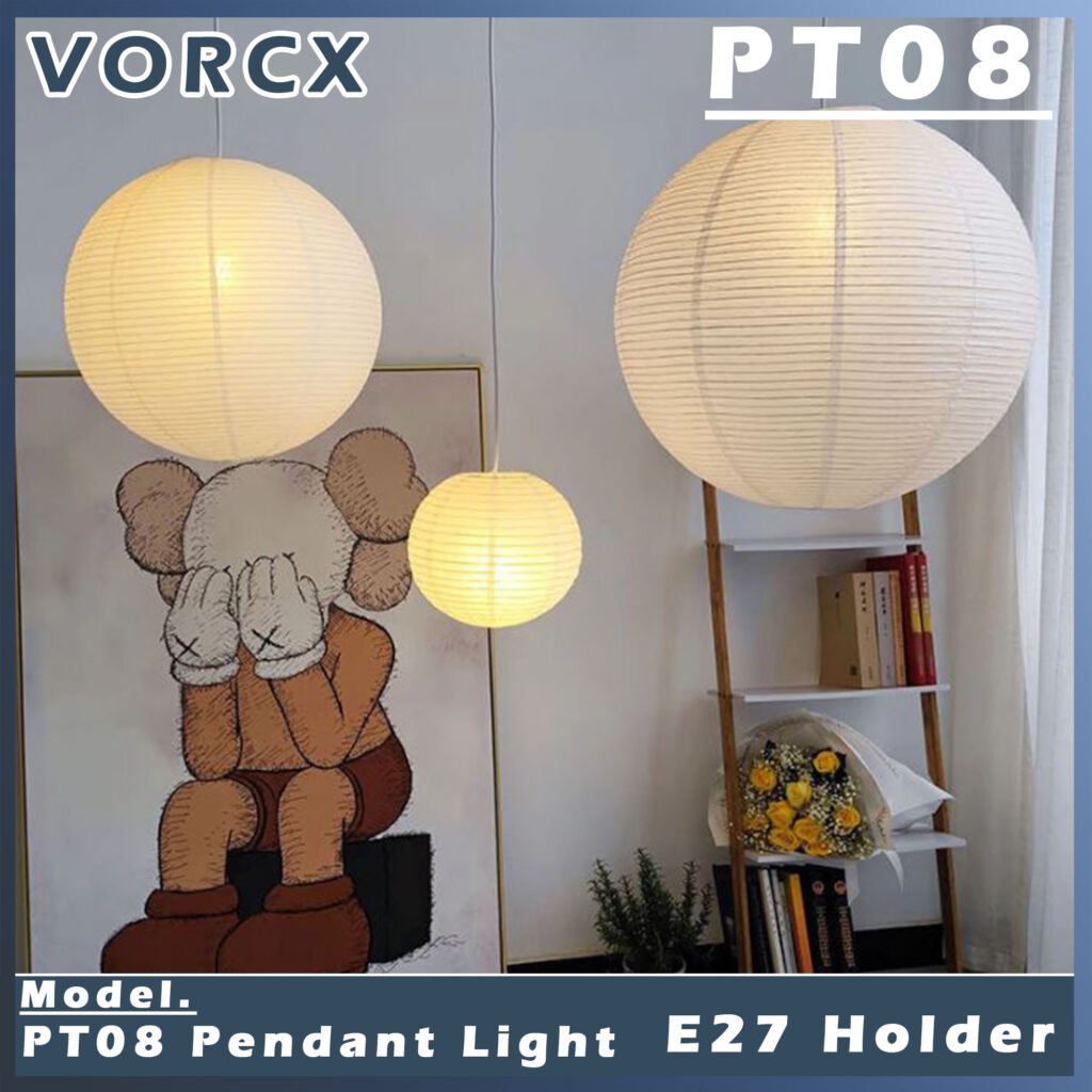 PT08  / Paper / White E27 Pendant Light