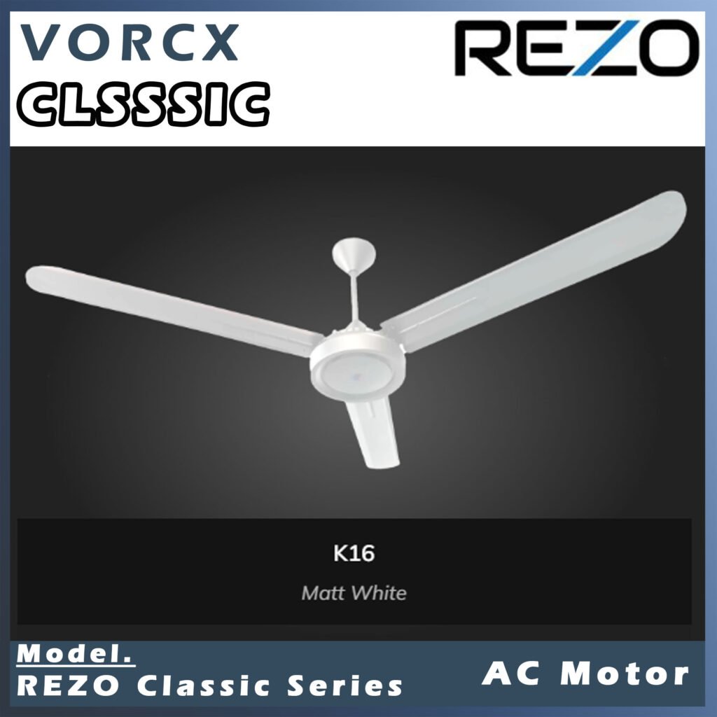 Rezo Classic K16 60" 3 Blade Steel Regulator Ceiling Fan AC Motor Black/White