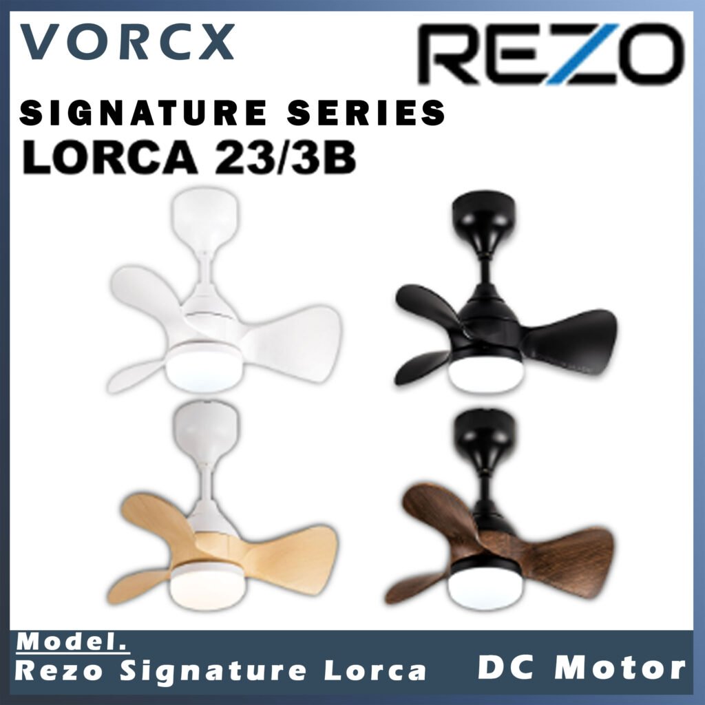 REZO SIGNATURE SERIES LORCA 23” 3 ABS Blade DC MOTOR CEILING FAN