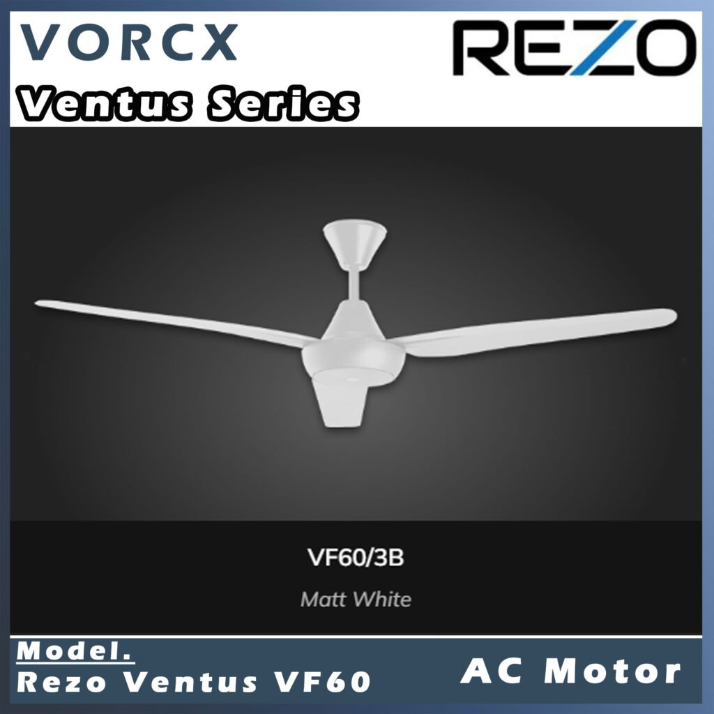 Rezo VENTUS VF60 60" 3 Blade Steel Regulator Ceiling Fan AC Motor