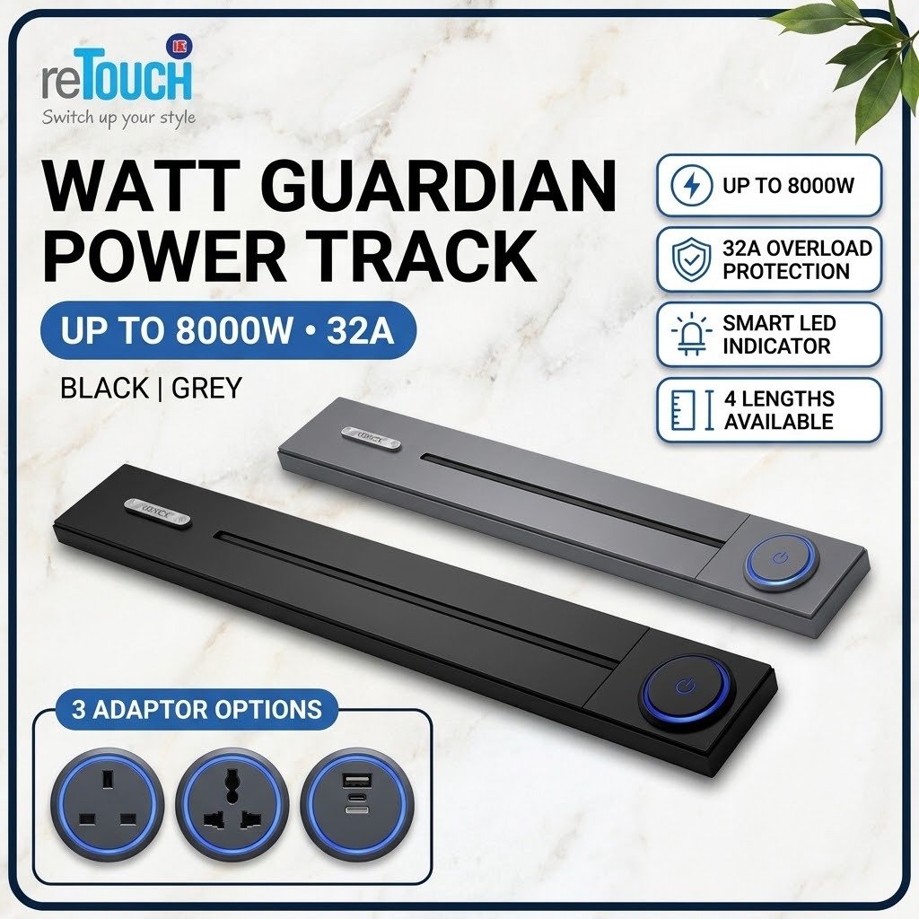SIRIM reTOUCH Watt Guardian Power Track Universal USB A+C Socket Light Extension plug dinding 轨道插座插头