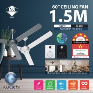 (Sirim) Iwachi XC60CF 60" 3Blade Regulator Ceiling Fan Black / White