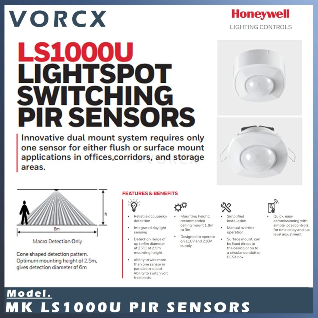 Honeywell LS1000U Two Way Motion PIR Sensor Recessed|Surface