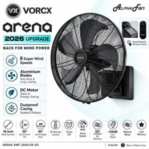 ALPHA Arena - AWF 1060/18 DC Motor Wall Fan 18 Inch with 18 Blades (6 Speed Remote)