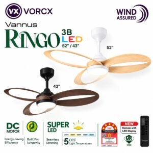 ALPHA Vannus Ringo 3B LED DC Motor Ceiling Fan with 3 Blades12 Speed Remote (43"/52")