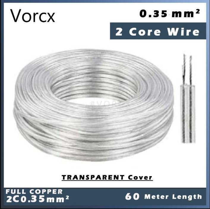 VNES Copper Transparent 2Core 0.35mm Speaker Cable 60meter / Pendant Light / Wiring / Hanging