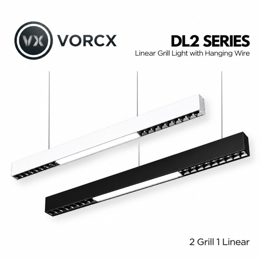 LH DL2 1Linear + 2Grill Pendant Light 1200mm