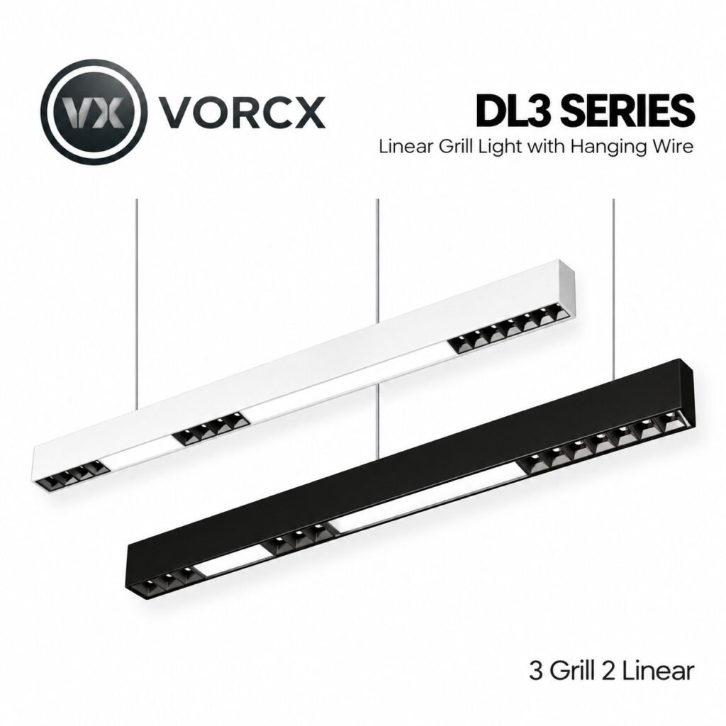 LH DL3 Series 2Linear + 3Grill Pendant Light 1200mm