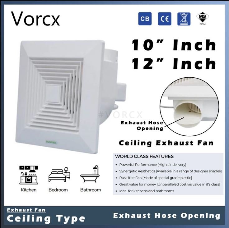 EB Ceiling Exhaust Fan Hose Opening 10 12 inch Air Vent