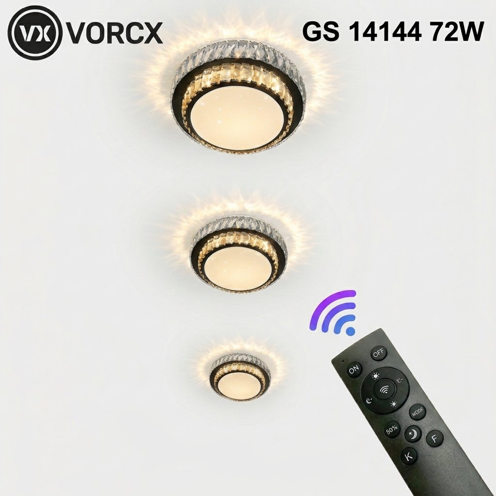 GS 14144 72W 3Color Dimmable Crystal Ceiling Light
