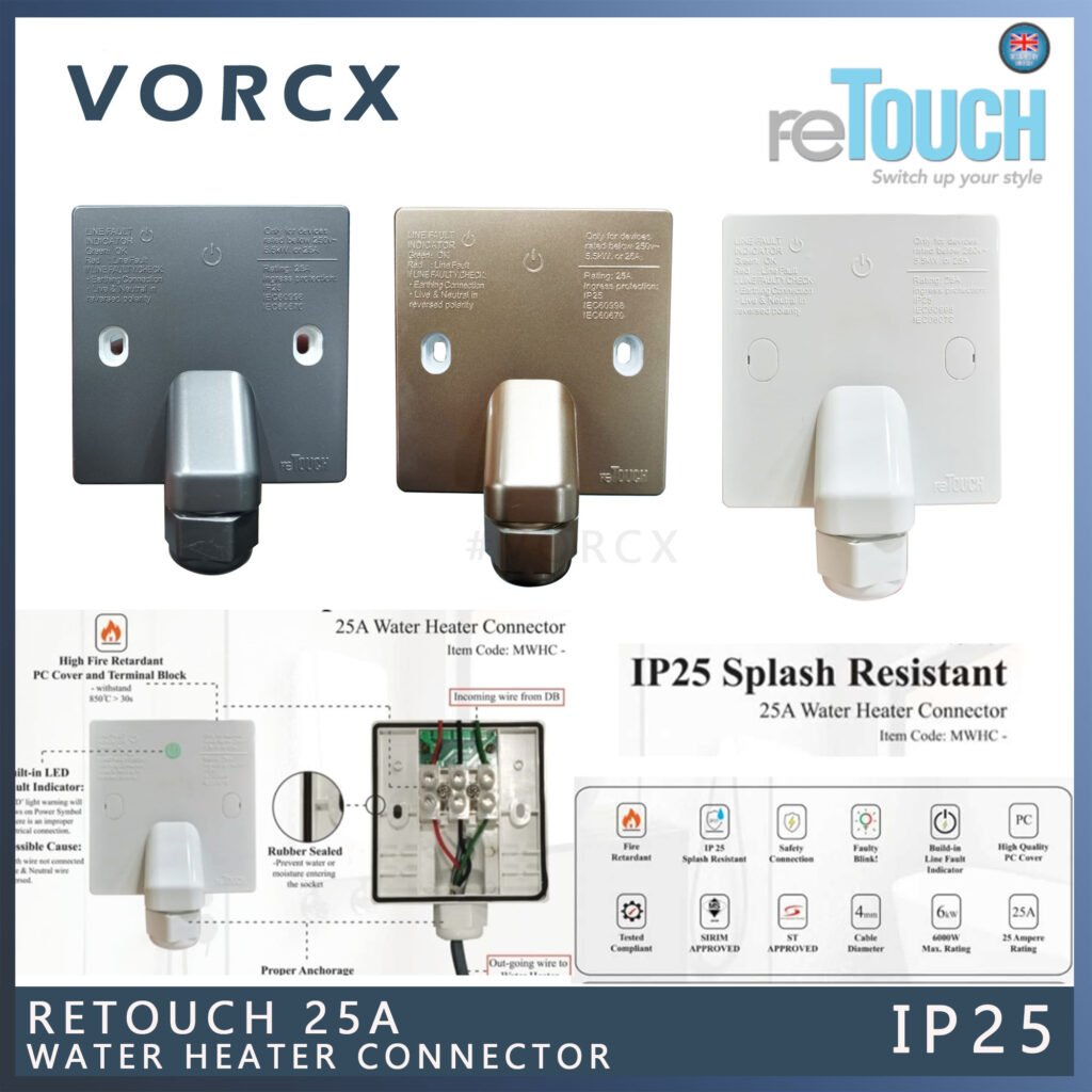 RETOUCH 25A WATER HEATER CONNECTOR IP25 (SIRIM)