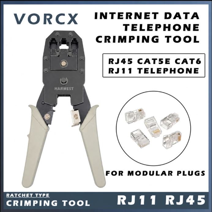 CT4 RJ11 RJ45 CAT5e CAT6 Telephone Data Ratchet Crimping Tool Crimper