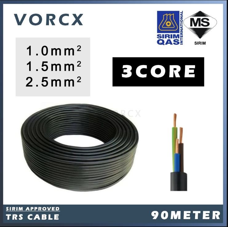 BT 3Core TRS Cable Full Copper 1.0mm / 1.5mm / 2.5mm 90meter