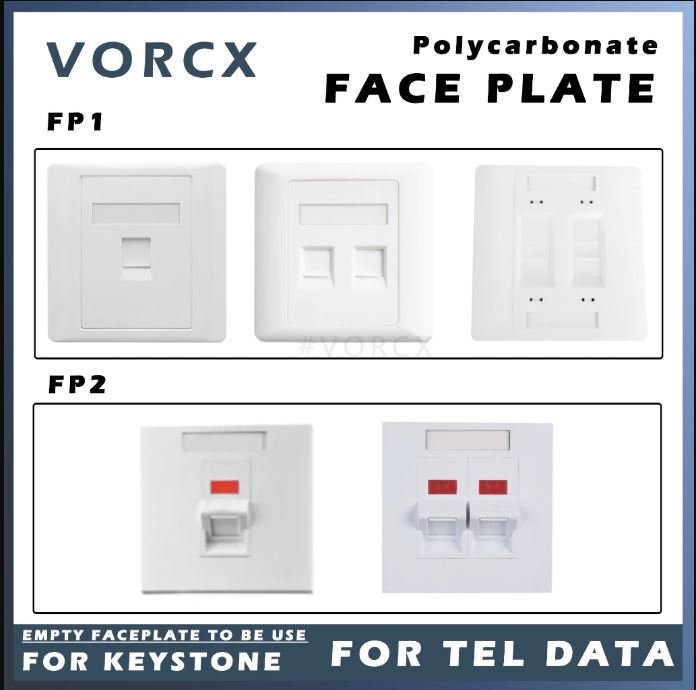 CAT5e CAT6 CAT6A CAT7 Faceplate without Keystone Jack Face Plate Flat 45Degree