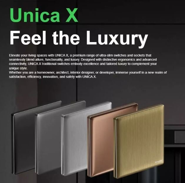 Schneider UNICA X Ultra Slim Switch (Dark Bronze & JET Black & Drak Grey) - Image 2