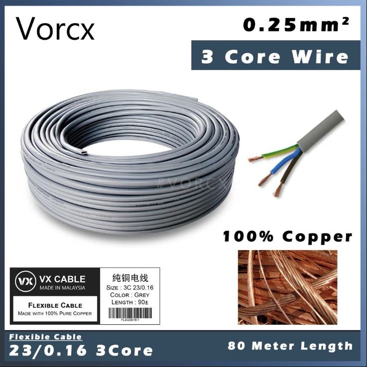 VX Flexible Cable Full Copper 80m 3 Core 23/0.16 0.25mm