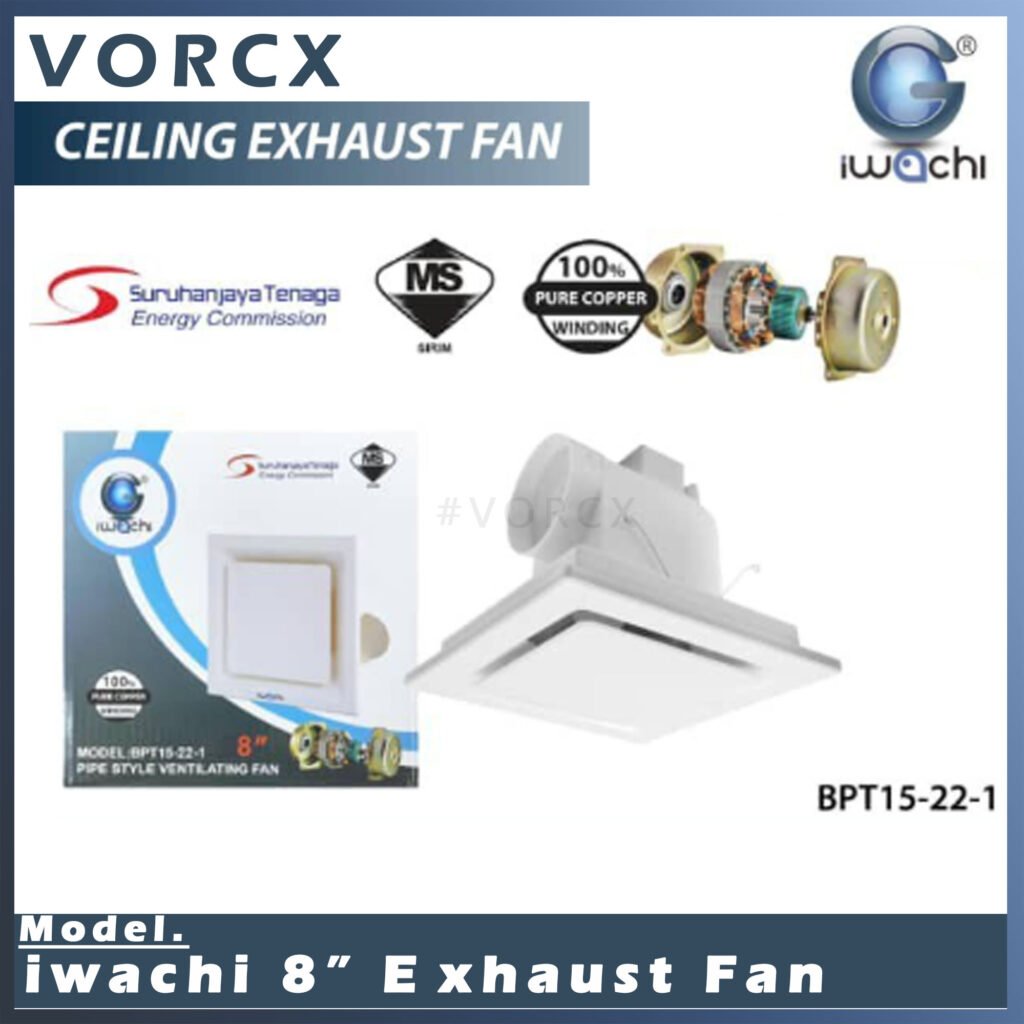 SIRIM IWACHI BPT Ceiling Ventilating Exhaust Fan 8 Inch/10Inch with Pipe Connector