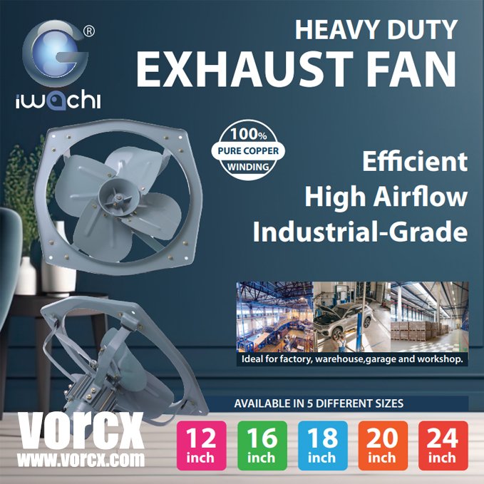 Iwachi Industrial Copper Motor Exhaust Fan 12|16|18|20|24 inch