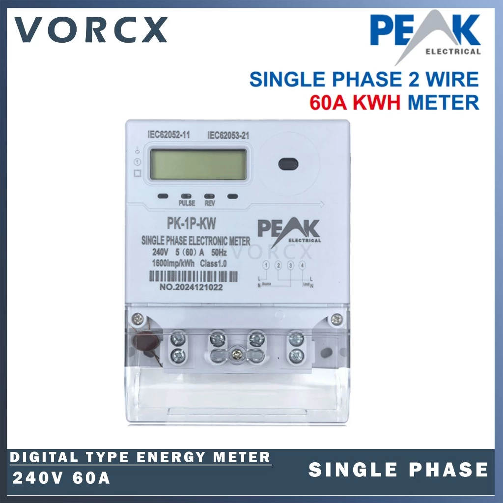 Peak 60A 240V Single Phase Kwh Meter