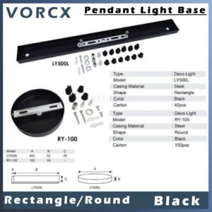 C- Pendant Light Base Rectangle/Round Black