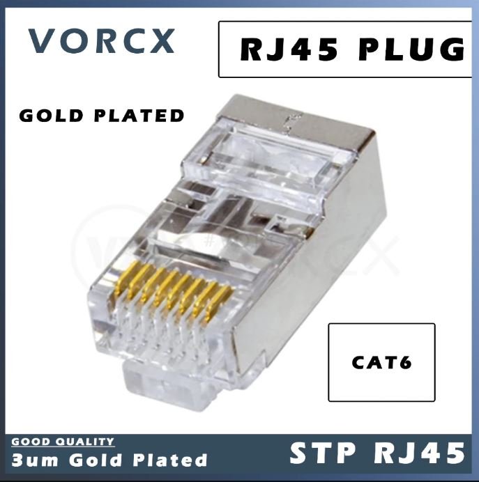 MP3 Shielded CAT6 STP RJ45 Modular Plug Connector 3u Gold Plated
