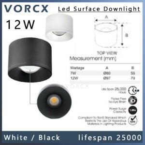 Yet S1001 Fish Eye Surface Downlight 12W White / Black